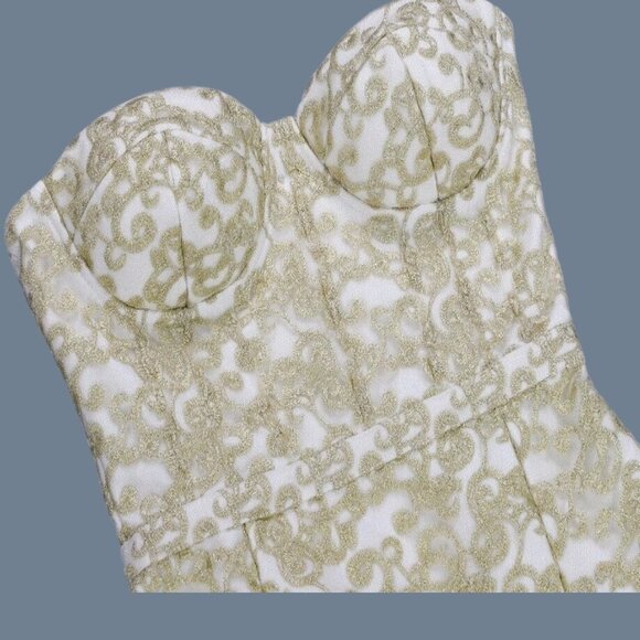 Bustier Strapless Lace Mermaid Bandage Dress | Fishtail Hem Sculpted Fit | S - Picture 6 of 8